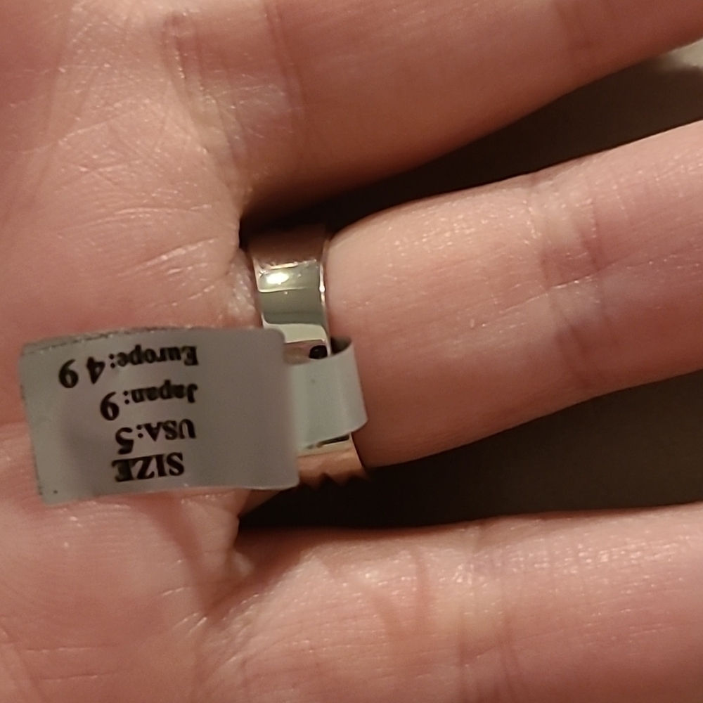 Cubic zirconia stainless steel wide band ring - Picture 3 of 8